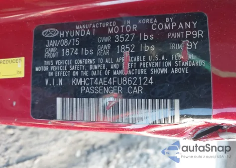 2015 Hyundai Accent Gls from USA, damaged, VIN KMHCT4AE4FU862124